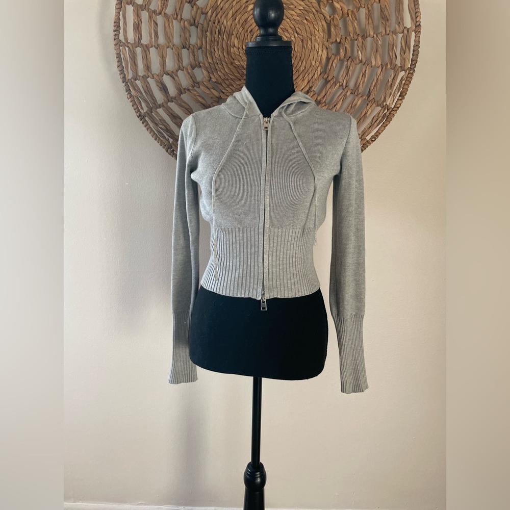 Pink Rose Light Gray Sweater